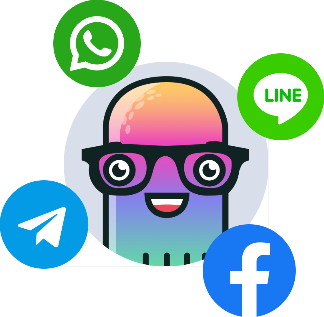 Image of Kompose Chatbot Builder along with Omnichannel apps like Whatsapp, Messenger, and Line